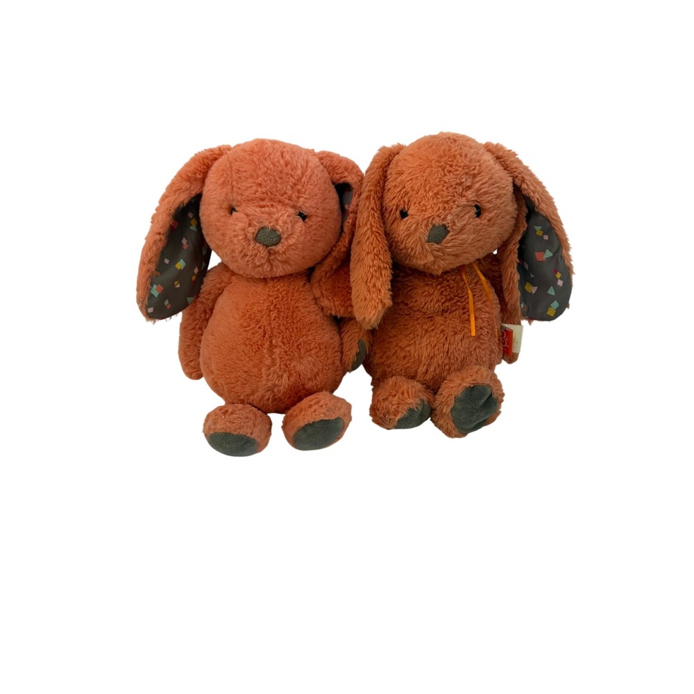 B. Softies Plush Bunny Rabbit Terracotta Orange Stuffed Animal Lot of 2 11"